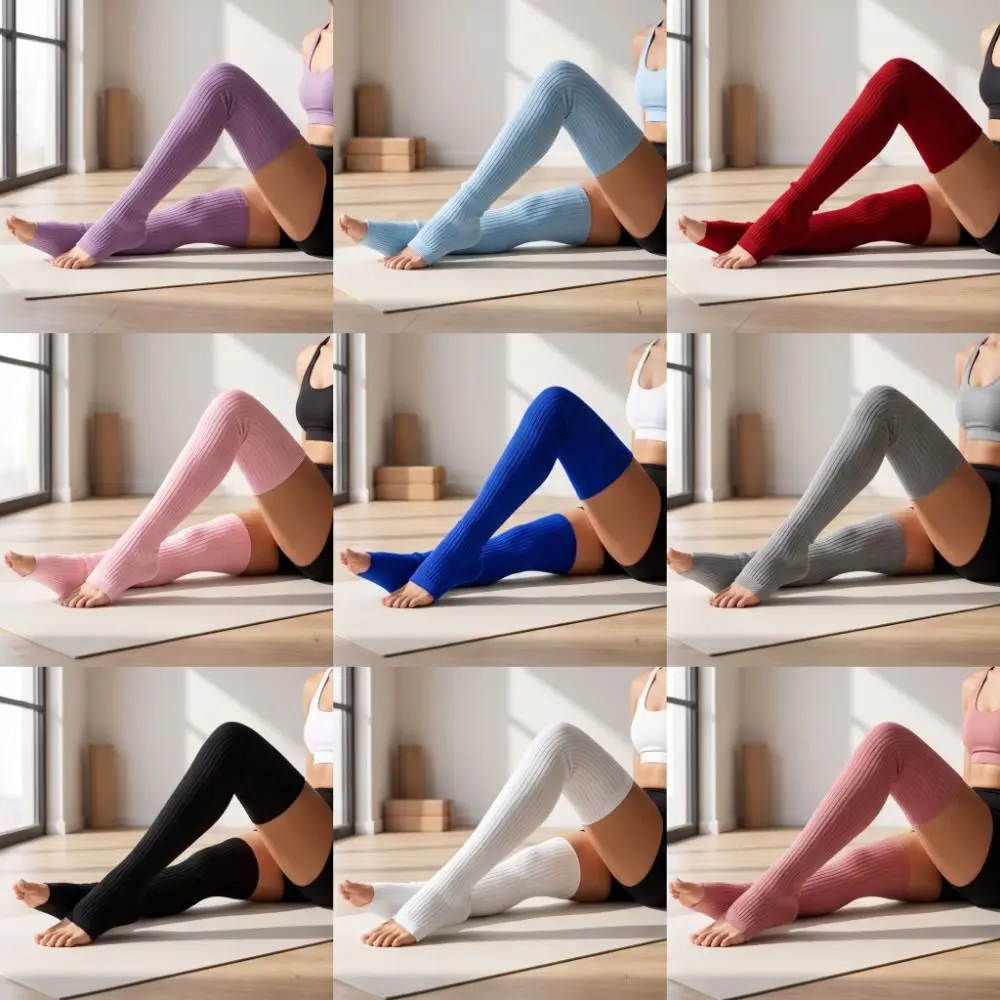 Knee Sleeve Knitted Leg Warmers Stripe Multicolor Above Knee Socks Lolita JK Thickened Warm Long Stockings Dance Ballet