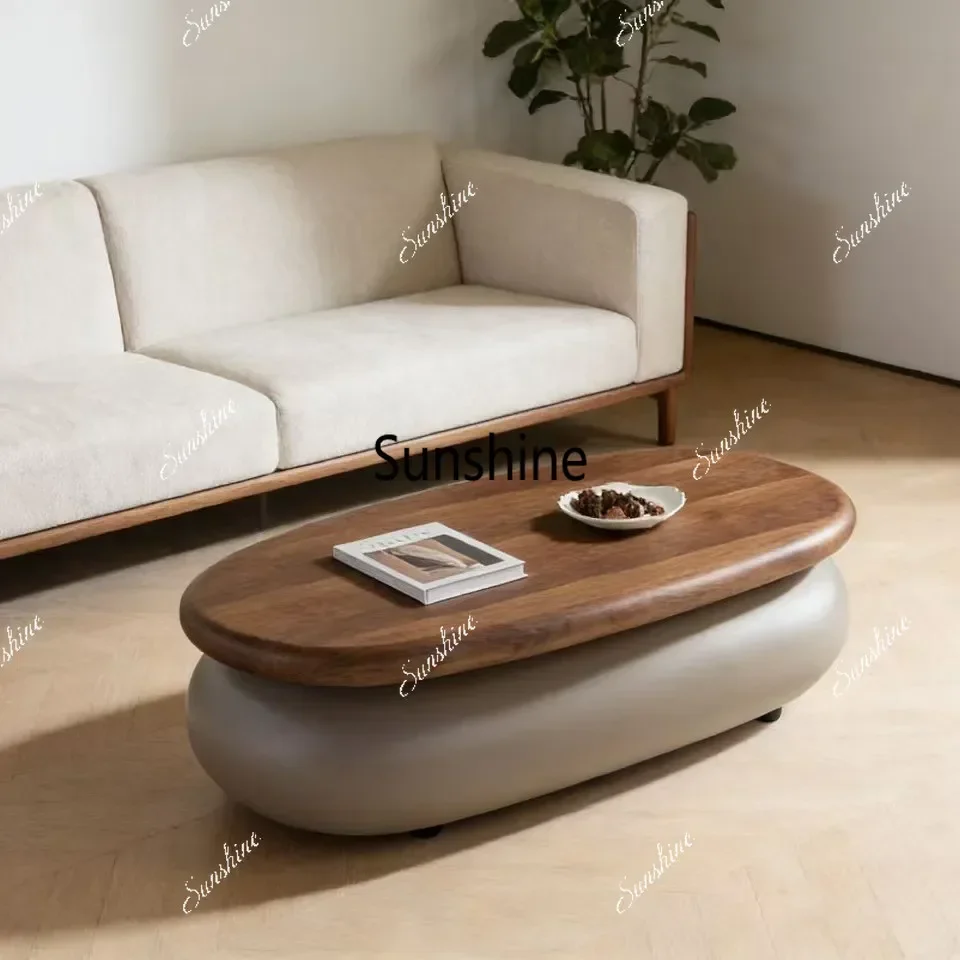 Modern minimalist wabi sabi log style oval coffee tableT*