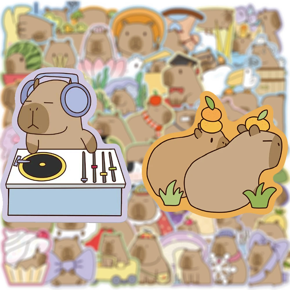 

10/30/50pcs Cartoon Capybara Stickers Funny Graffiti Decals for Skateboard Phone Luggage Car Cute Animal Waterproof Sticker Toys