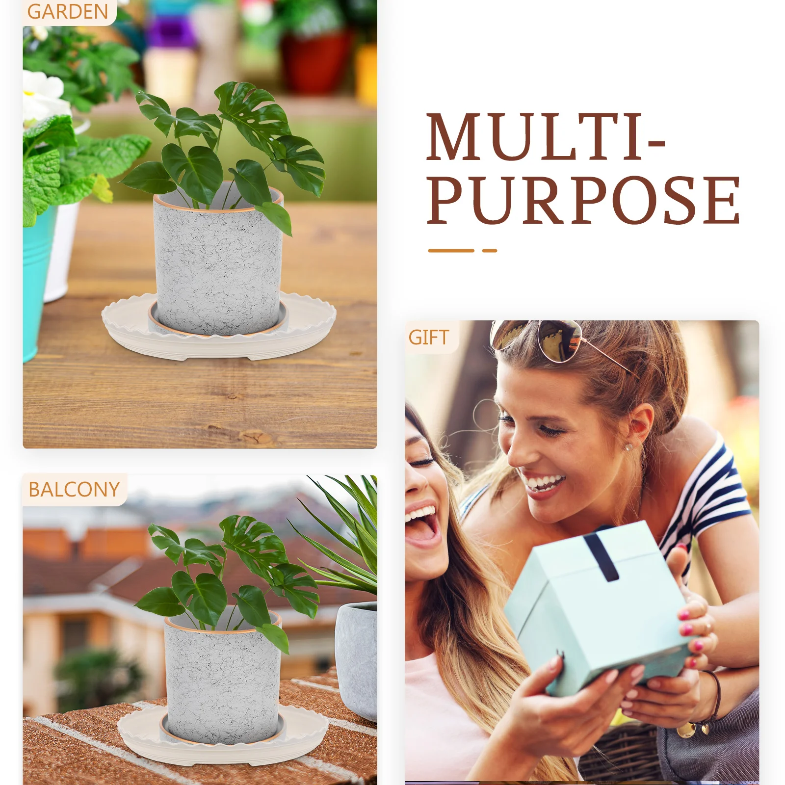 

20 Pcs Water Tray Flower Pot Bottom Pad Drip Trays for Potted Plants Green Watering Plastic White Saucer