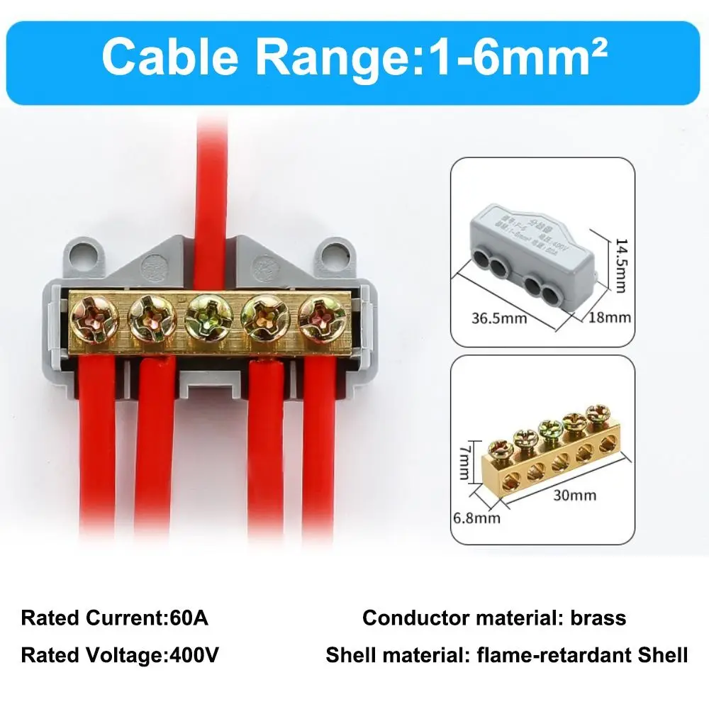 Compact Splice Electrical Connectors High Power High Power Splitter Conductor Brass Wire Connector Terminal Blocks Electrical
