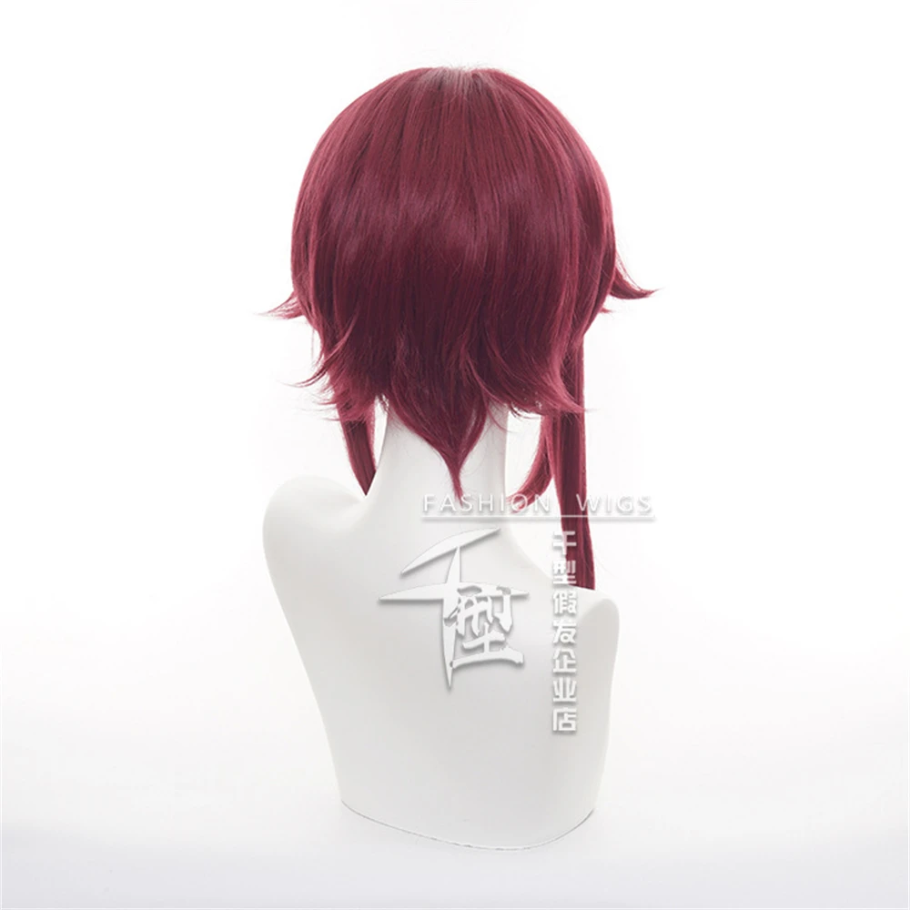 ロザリアコスプレウィッグアニメロザリアショートミックスローズレッド耐熱人工毛ハロウィンパーティーウィッグ + ウィッグキャップ