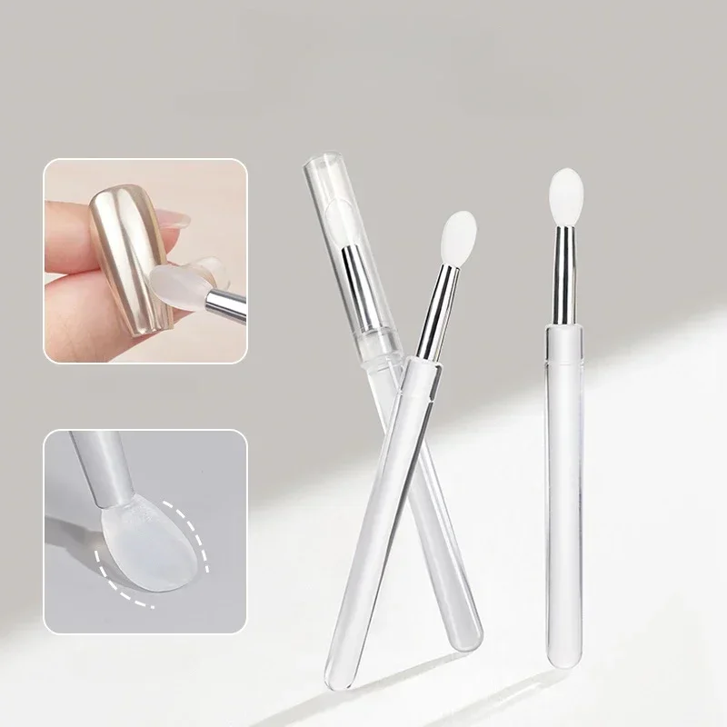 Nail Arts Silicone Applicator Sticks Reusable Chrome Glitter Applying Manicure Tool New Easy-Daub Pigment Silicone Nail Brush