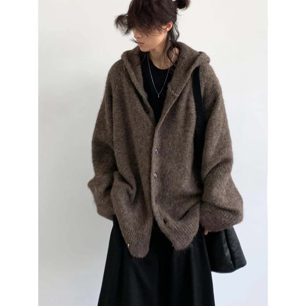 

Loose Fit Men's ey Hoodie Knitted Sweater Trendy Autumn Winter Outerwear Casual Sle Polyester Fiber Long Sve Crew Ne