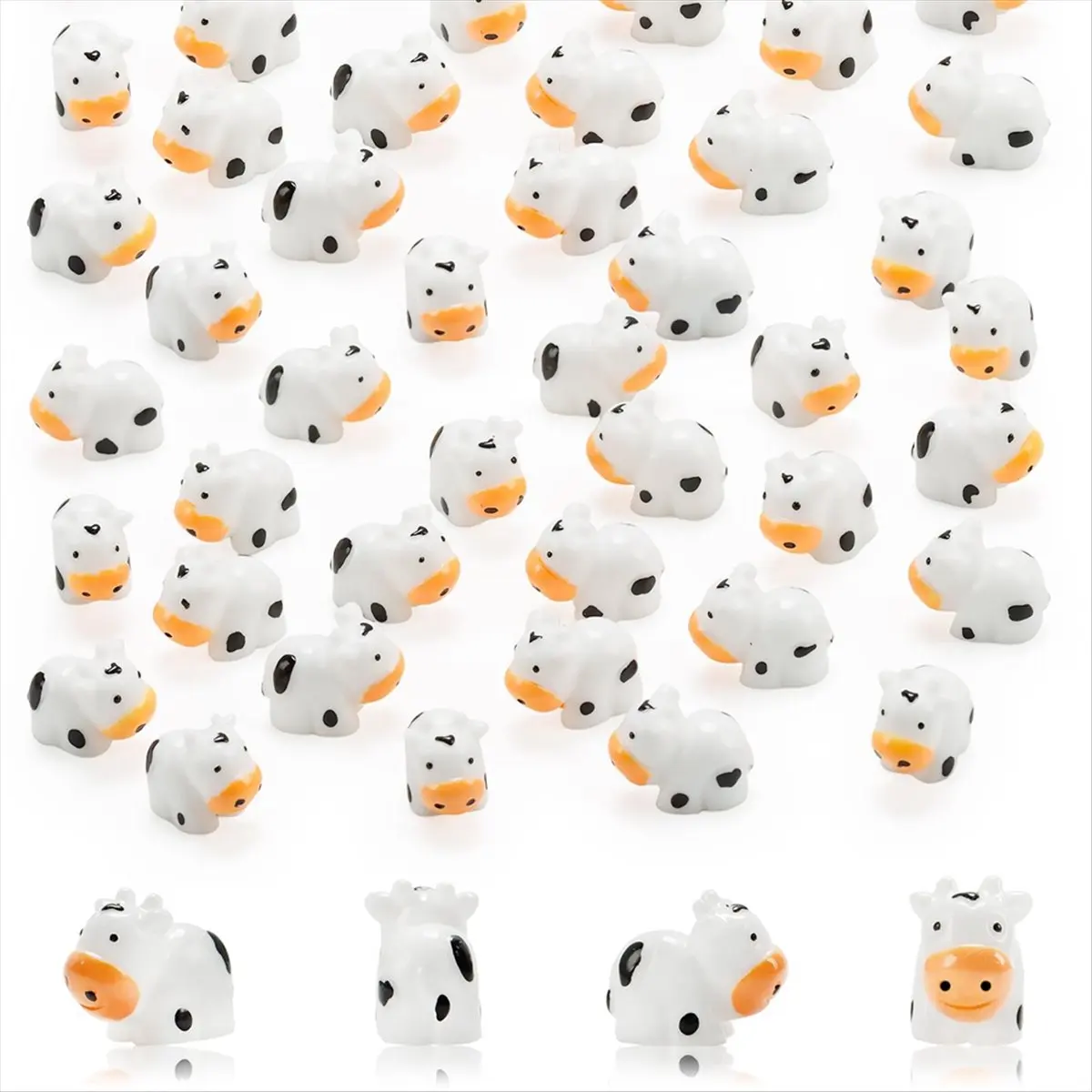 HITL 100 Pcs Mini Cow Figurines Resin Cow Miniature Animals Figurines Fairy Garden Miniature Moss Landscape DIY Crafts