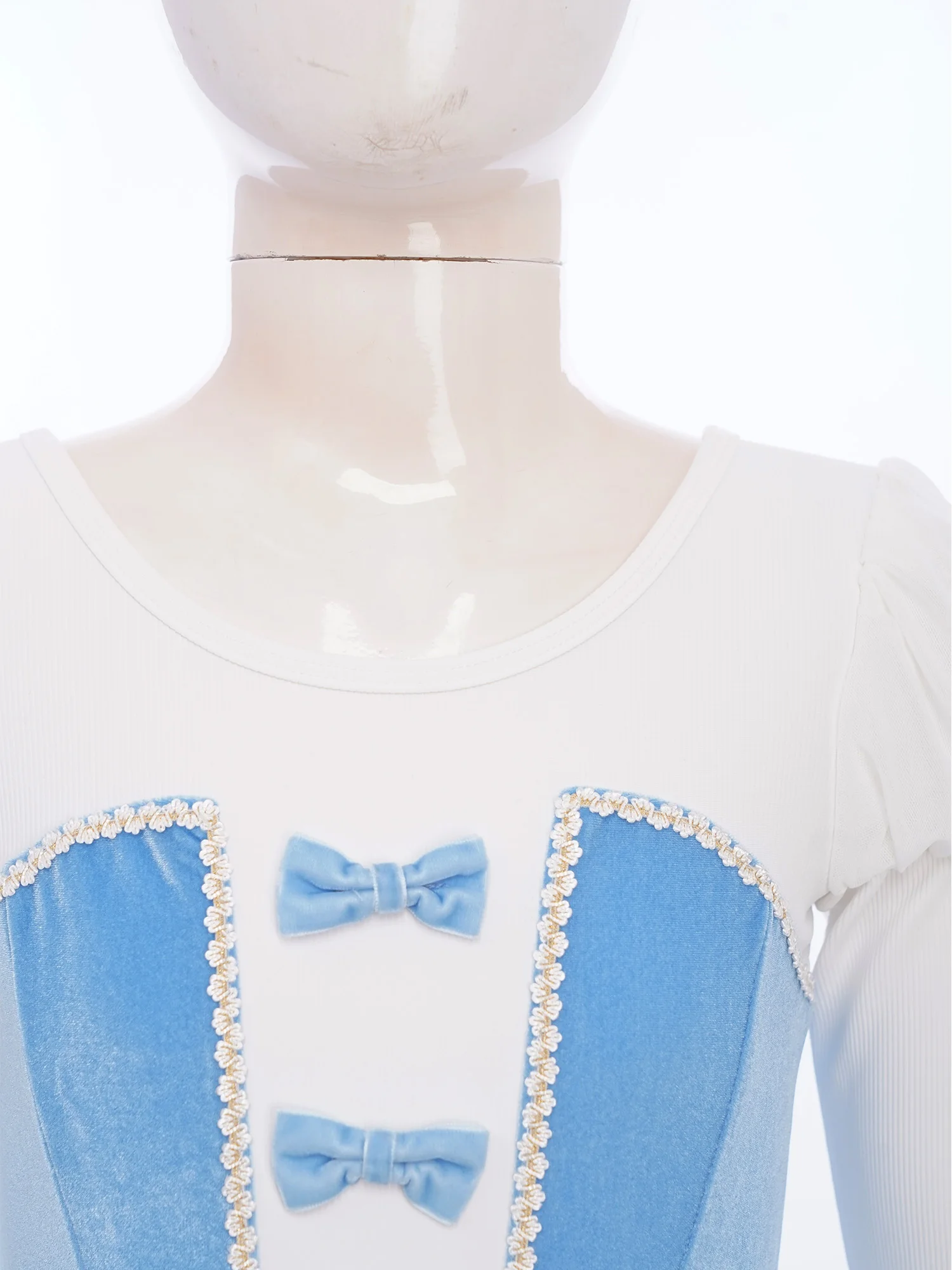 أطفال بنات Bowknot الباليه الرقص الجمباز يوتار نفخة طويلة الأكمام المخملية المرقعة ارتداءها راقصة الباليه ازياء Dancewear