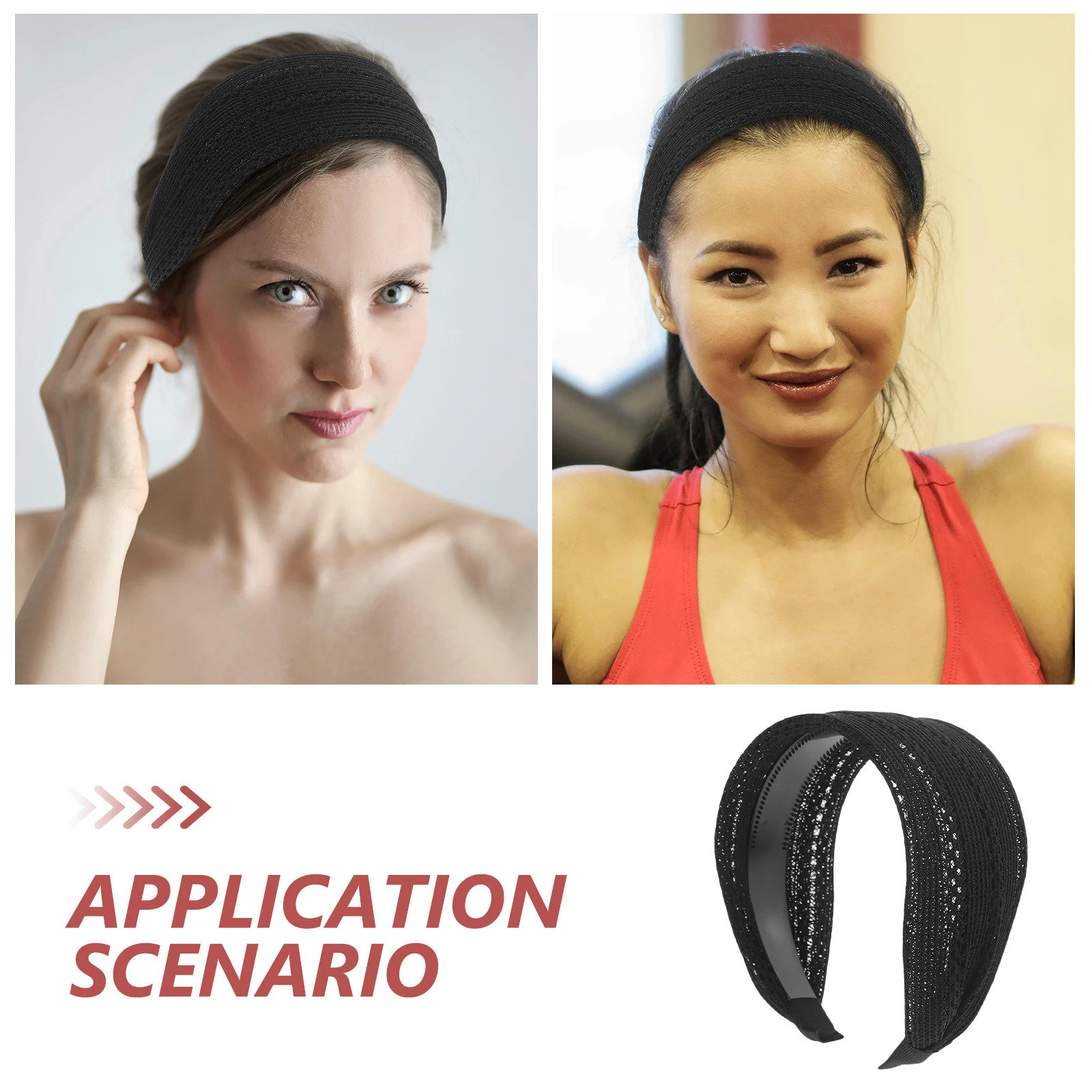 

Non-Slip Yoga Headband for Women Wide Mesh Hairband Anti-Slip Stylish Black Headbands for Casual Formal Occasions Womens