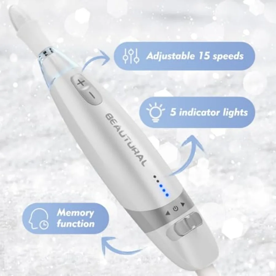 Professional Electric Nail Drill Machine with 10 Attachments and 20 Sanding Bands for Home Nail Art Manicure and Pedicure Low N