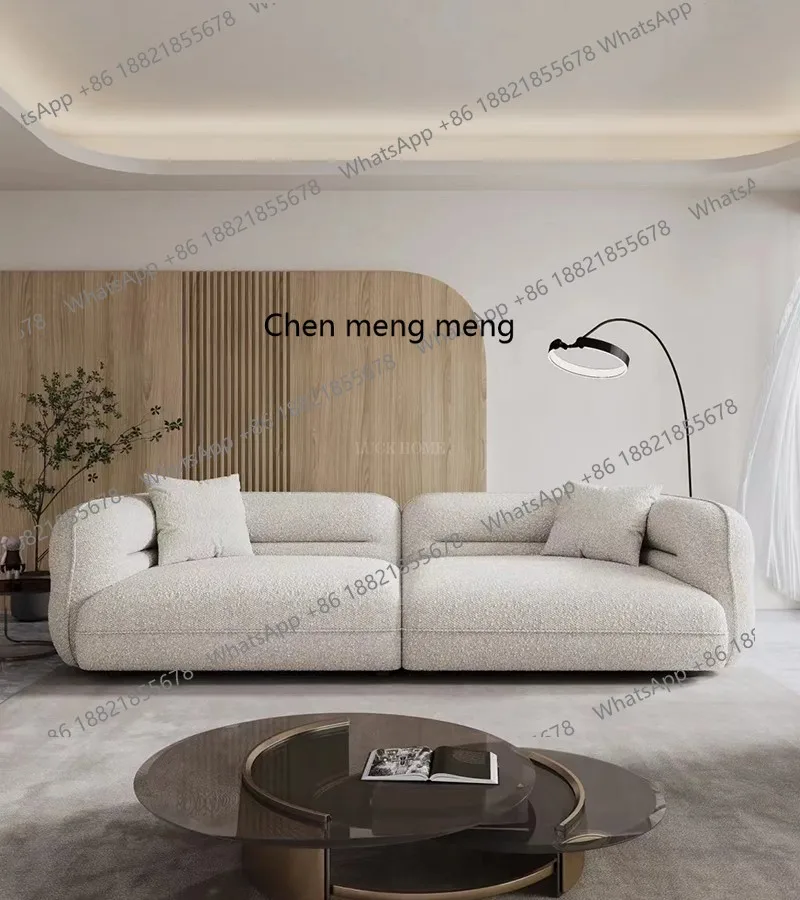 

Italian curved sofa Nordic fabric small apartment living room lamb wool Bobo ball sofa
