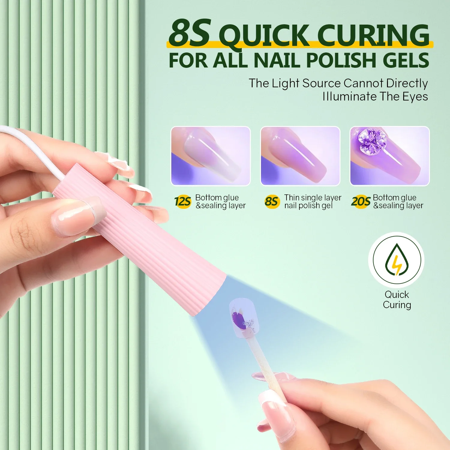 Portable Nail Dryer Lamp With USB Cable Mini UV LED Gel Curing Lamp Quick Curing Handheld UV Light For Nails Home DIY Salon Tool