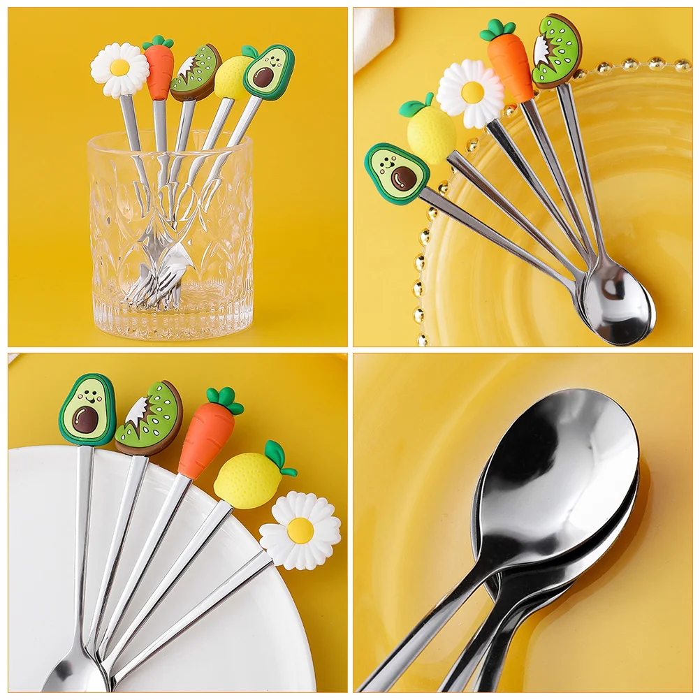 

2 Pcs Ice Cream Dessert Tableware Spoon Small Spoons for Icecream Cutlery Set Silicone Toddler Cute Silverware