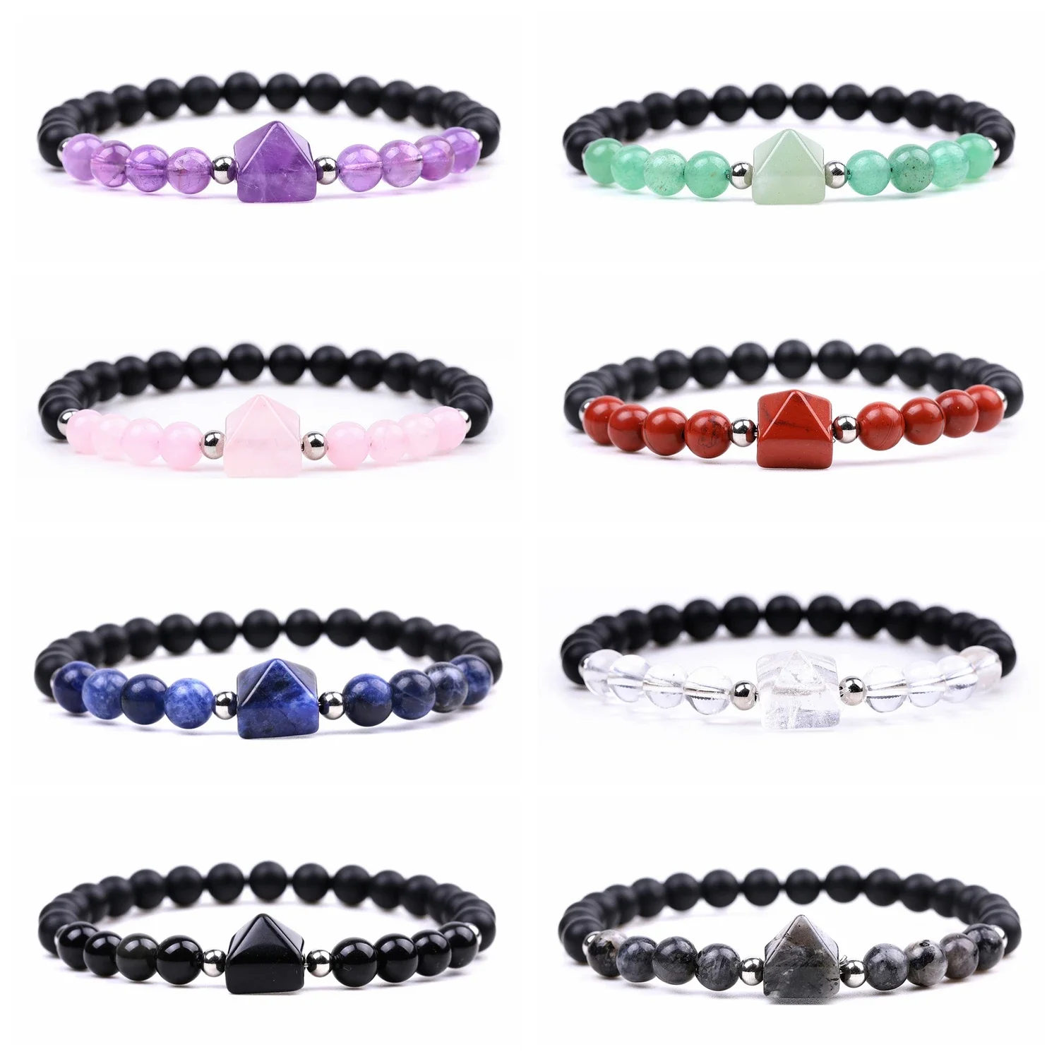 Qimoshi Matte Onyx 6MM Stone Bracelet for Men Energy Bead Healing Gem Protection Drawstring Anxiety Bracelets Gift for Him