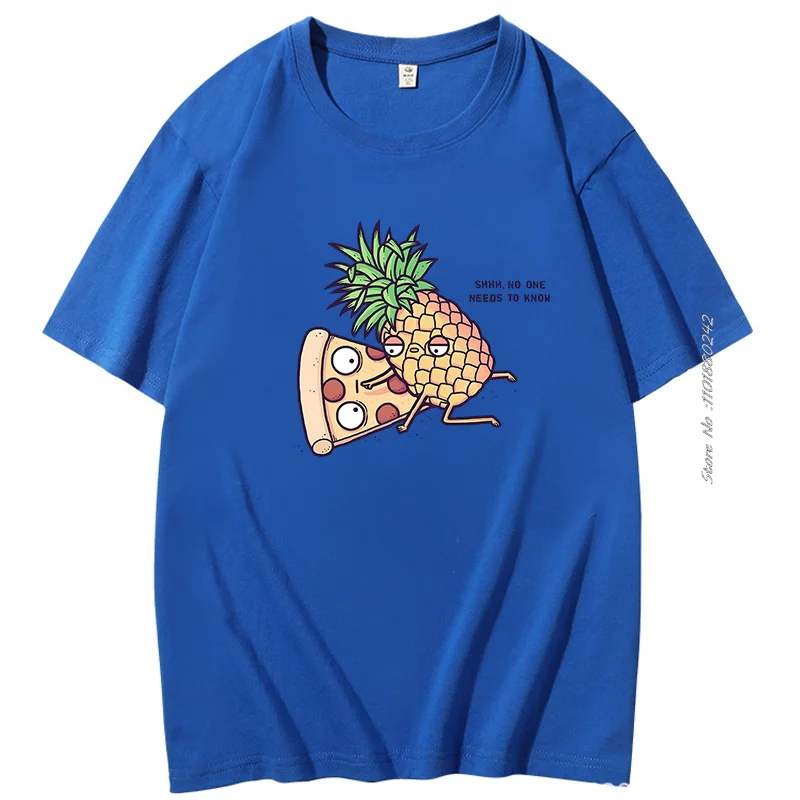 Funny Graphic T Shirts Pineapple Pizza Fruit Print T Shirt Harajuku Aesthetic Tops Casual Fashion Streetwear Cotton Mens Clothes