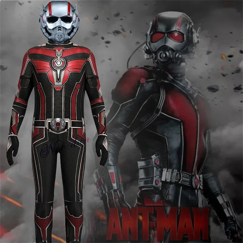 2025 nuevo disfraz de superhéroe Ant Man para adultos y niños Quantumania Cosplay Antman y la avispa máscara de Halloween casco mono Bod