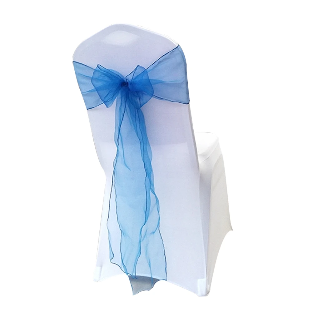 

10pcs Chair Cover Ribbon Streamers Back Decoration Chairs Bow Tie Yarn Strap Banquet Wedding Party Christmas Polyester