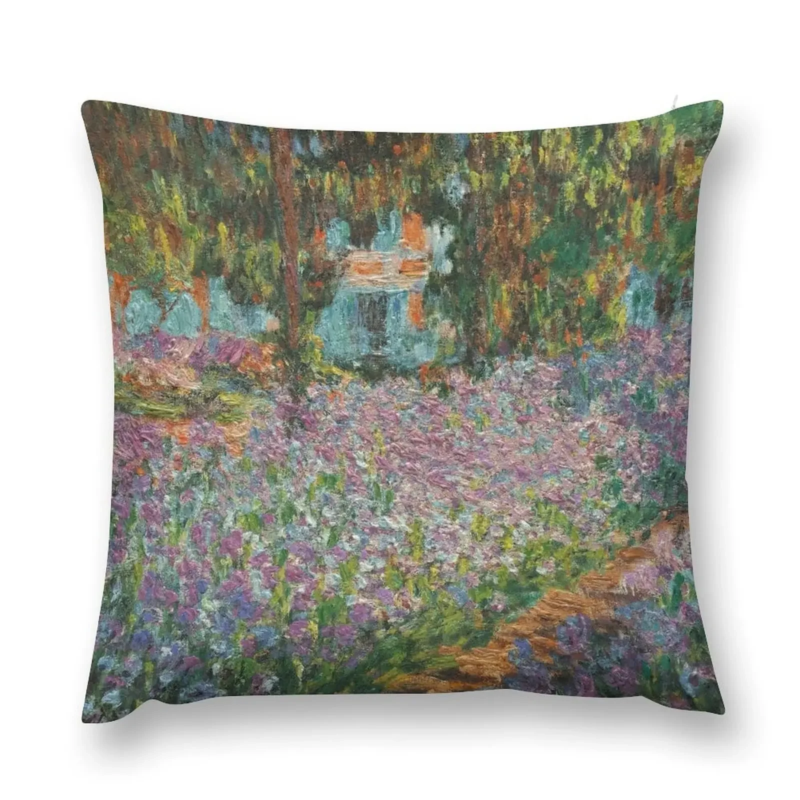 Claude Monet - Irises In Monet S Garden Throw Pillow anime girl Luxury Pillow Case Pillowcase Throw Pillow Covers