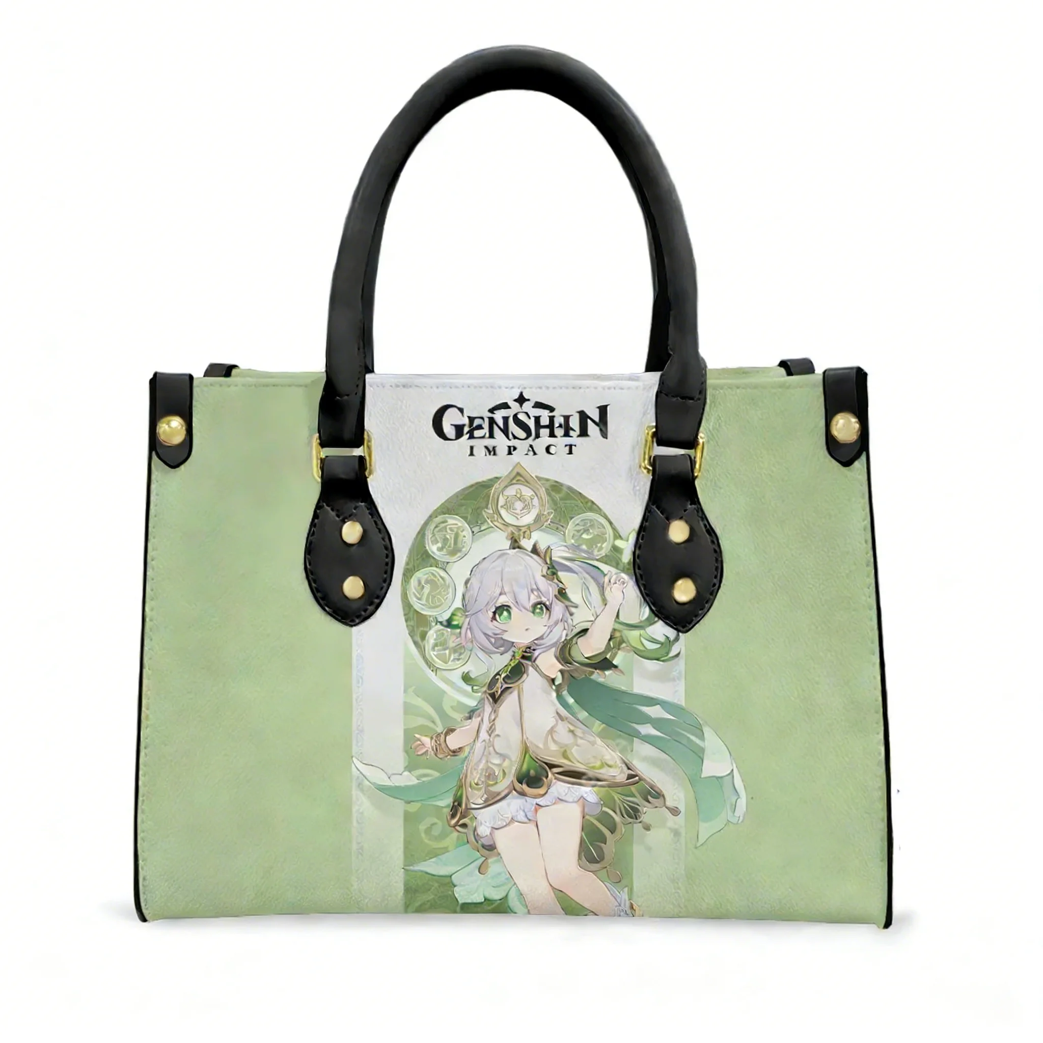 

Сумка-тоут Genshin Nahida, модная женская и мужская сумка из искусственной кожи с индивидуальным текстом и изображением, персонализированная сумка для поездок на работу, шопинга, подарочная сумка