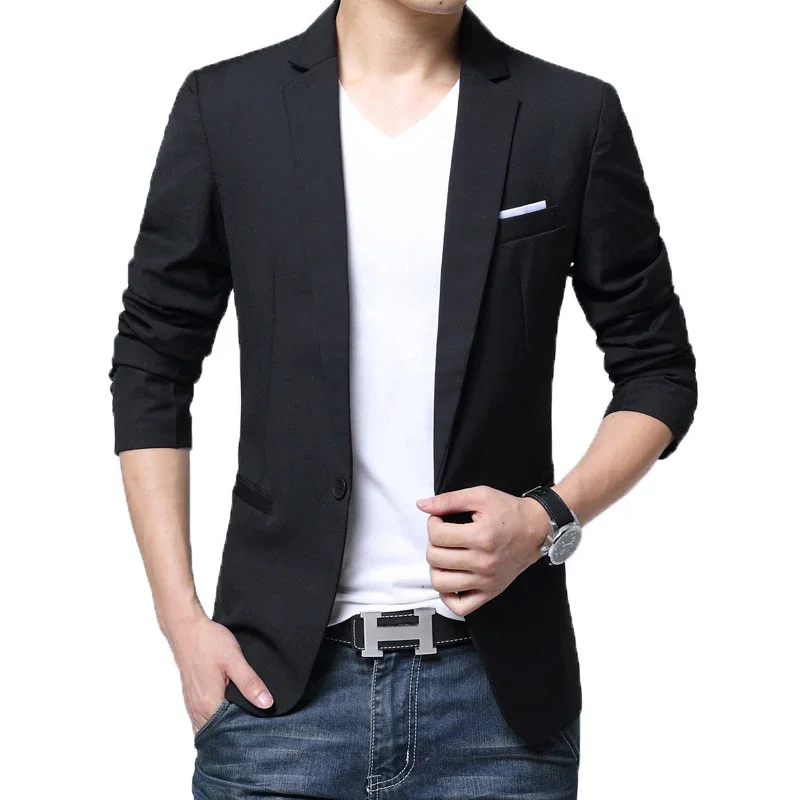 Spring Autumn Casual Men Blazer Designs Slim Fit Blazers One Button Easy Care Long Sleeve Blazers Men Suits Plus Size 5XL
