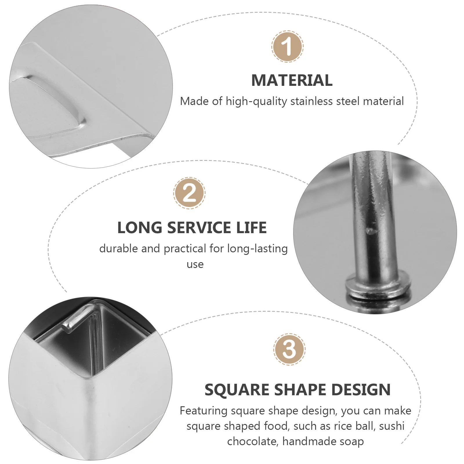 

1 set 1 Set Rice Ball Mold Stainless Steel Square Sushi Making Tool Diy Baking Cake Chocolate Soap Kitchen Craft Party