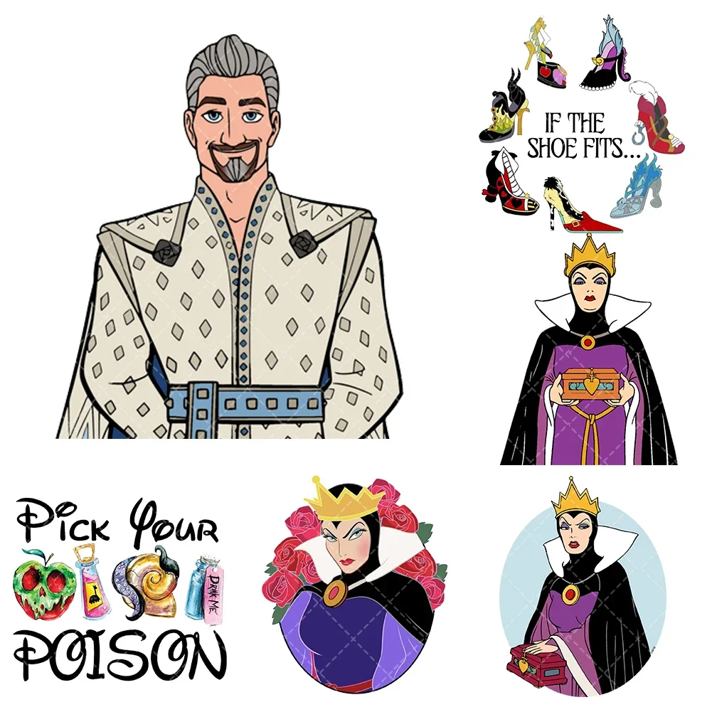 New Disney villain  Iron On Heat Transfer Stickers For Clothes DTF Pinted Vinyl Thermal Appliques Washable T-Shirt Decal