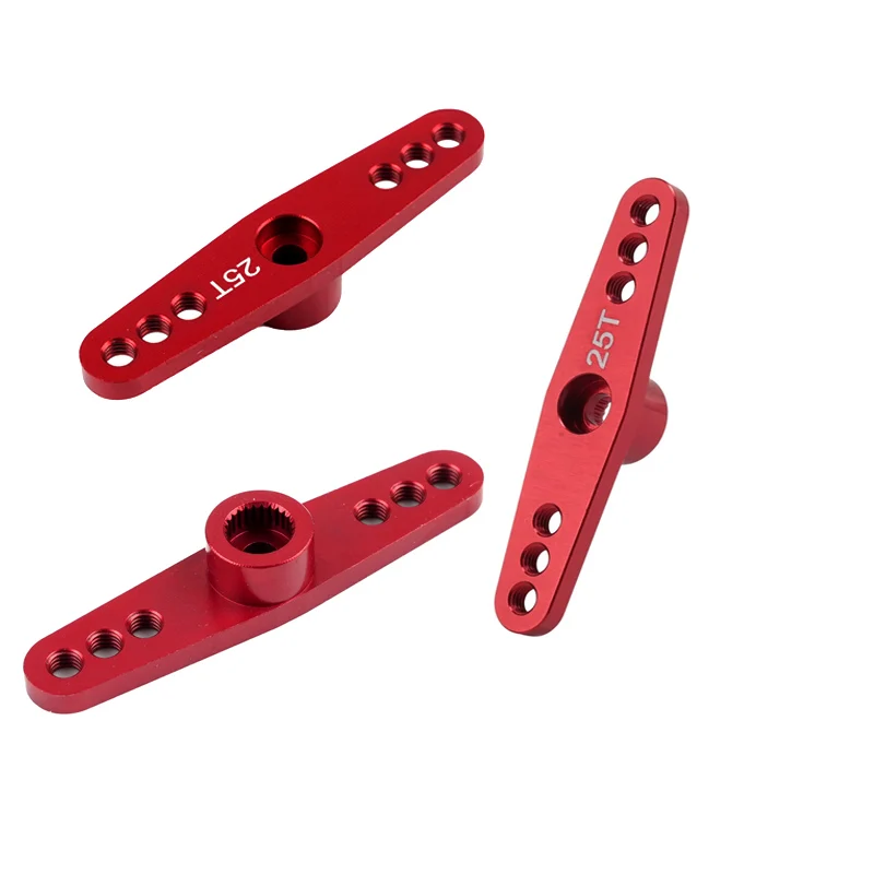 

1/2/4PCS Red Aluminum Alloy Metal Servo Parts 3-hole Arm 25T RC Standard Servos 47mm 25T Metal Swing Horn Arm Accessories