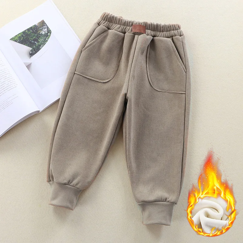 

Childrens Pants Warm Fleece Long Pants Girls and Boys Thick Winter Clothes Autumn and Winter Leggings Sweatpants Kids Pants