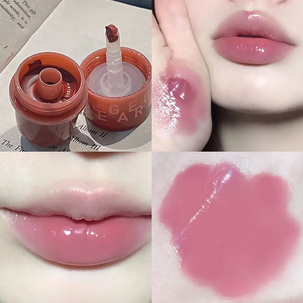 Barras de labios hidratantes con espejo para mujer, jalea blanqueadora, miel dulce, duradera, sin decoloración, sellado, esmalte de labios, maquillaje, cosméticos Coreanos