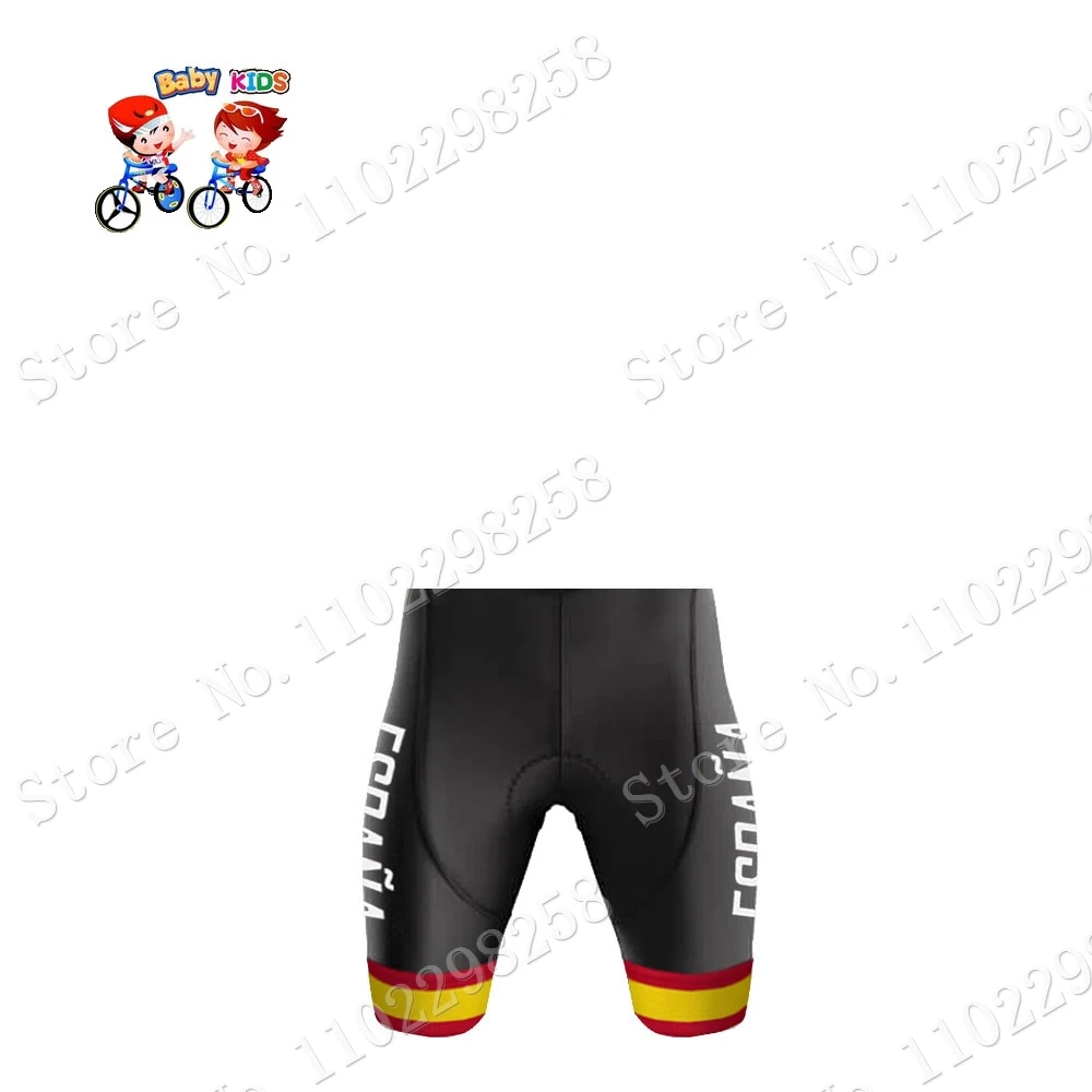 2024 Kids Espana National Team Cycling Jersey Set Spanish Boys Girls Cycling Clothing Road Bike Shirts Suit Bicycle Pants MTB