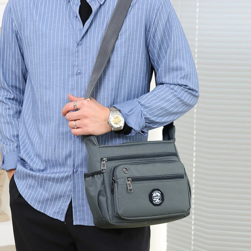 Men\'s Single Shoulder Crossbody Bags Casual Waterproof Oxford Cloth Travel Business Commuter Satchel Large Bag Everyday Pairing