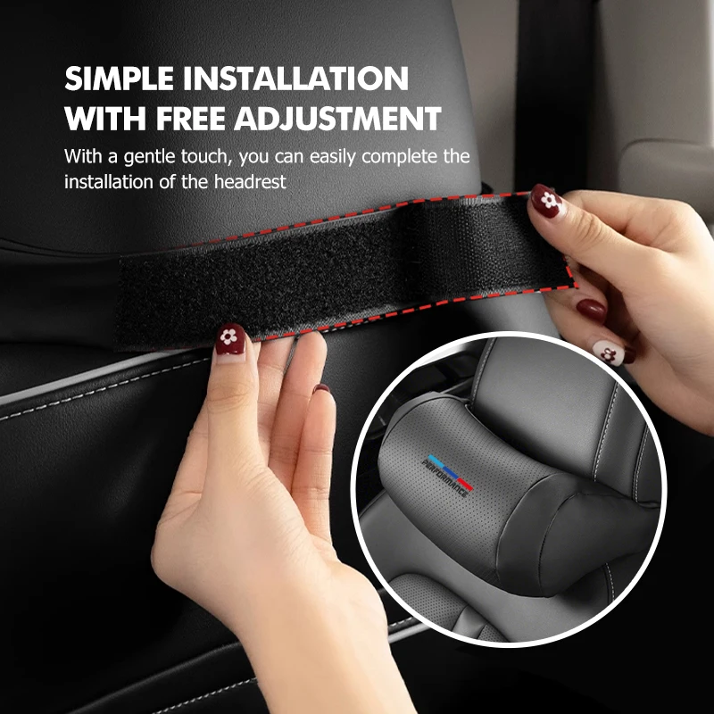 Car Leather Headrest Perforated Lumbar Protection Neck Pillow For BMW 1 3 5 Series X1 X3 X4 X5 X7 G20 G38 F20 F39 F48 E46