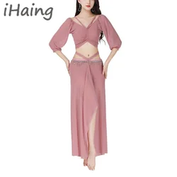 Oriental Belly Dance Class Lesson Wear Women Dancing Practice Clothing Suit Bellydance Top Skirt Costume Set Training Dancewear