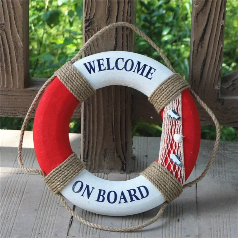 البحر الأبيض المتوسط نمط رغوة Lifebuoy شنقا الإطارات الديكور بار نافذة حائط الخلفية الديكور الجدار