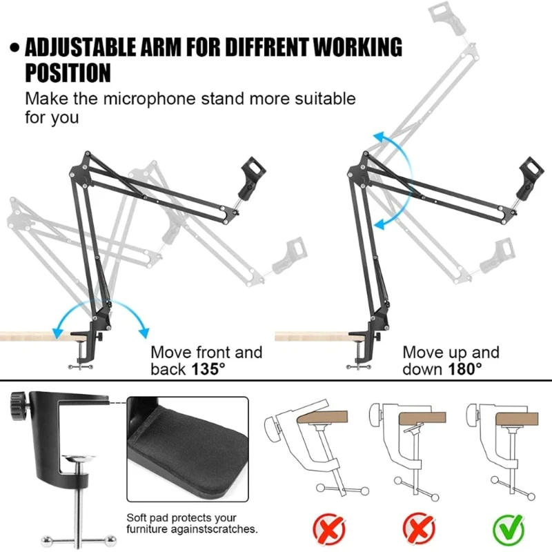 Desk Adjustable Suspension Boom Scissor Microphone Stand, Professional Mic Arm Drop shipping