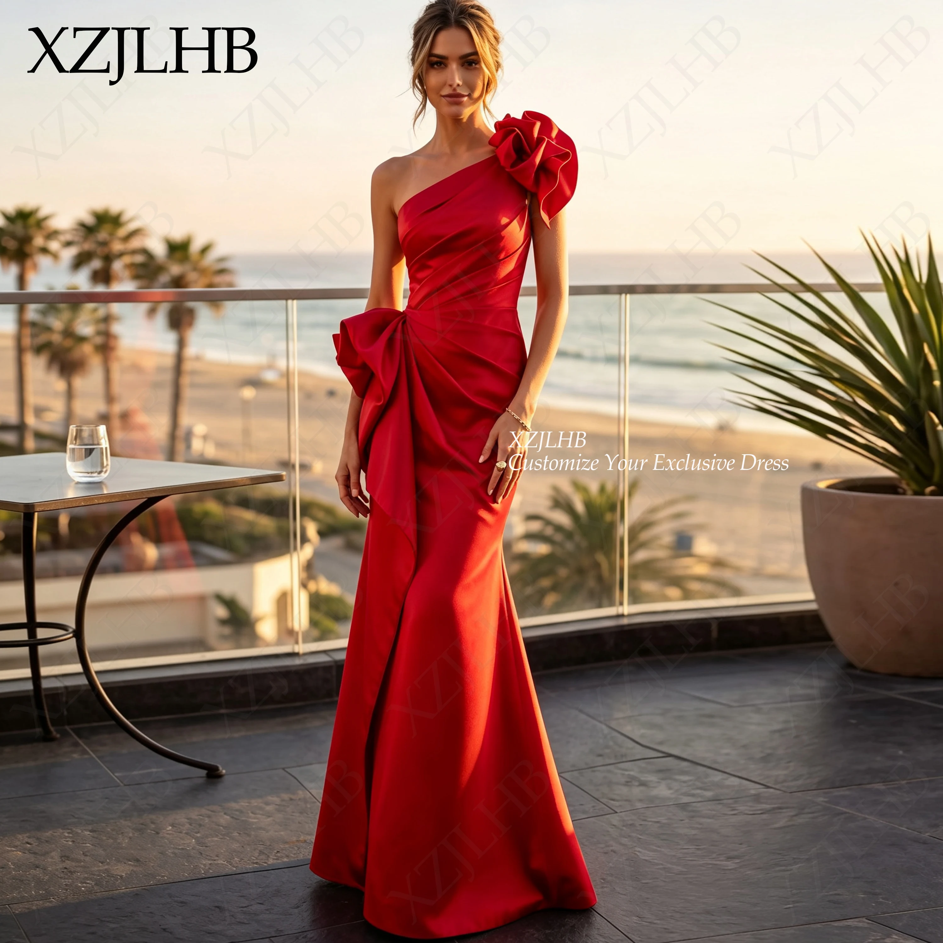 XZJLHB Satin Personalized Evening Dresses Mermaid Backless Elegant فساتين سهرة One-Shoulder Sleeveless 2026 Formal Party Gowns