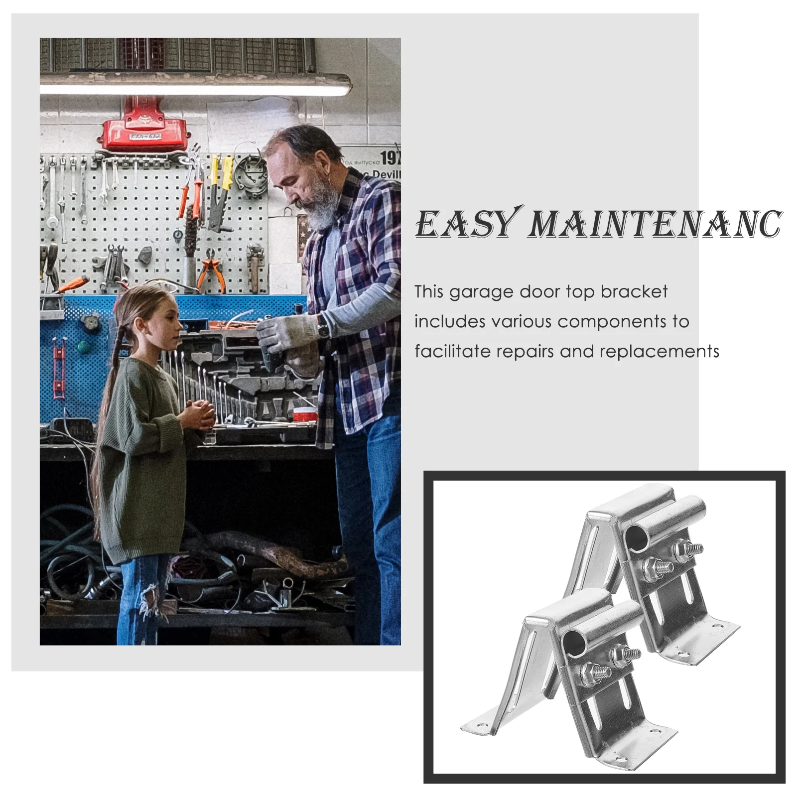 

2Pcs Garage Door Bracket Replacement Parts Adjustable Residential Doors Fixture Hardware Hinge Top Bracket Galvanized Durable