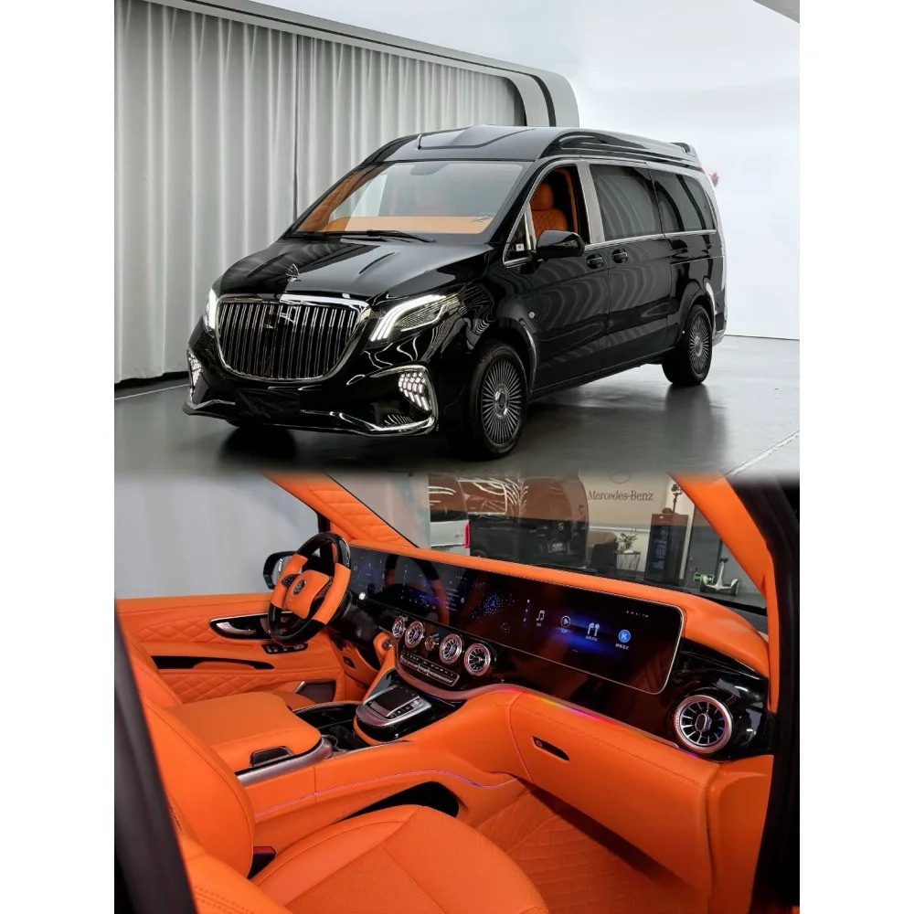Premium Orange Customizable Interior Upgrade Kit for Mercedes Vito/Viano High Roof Includes Leather Seat Covers Dashboard Trim