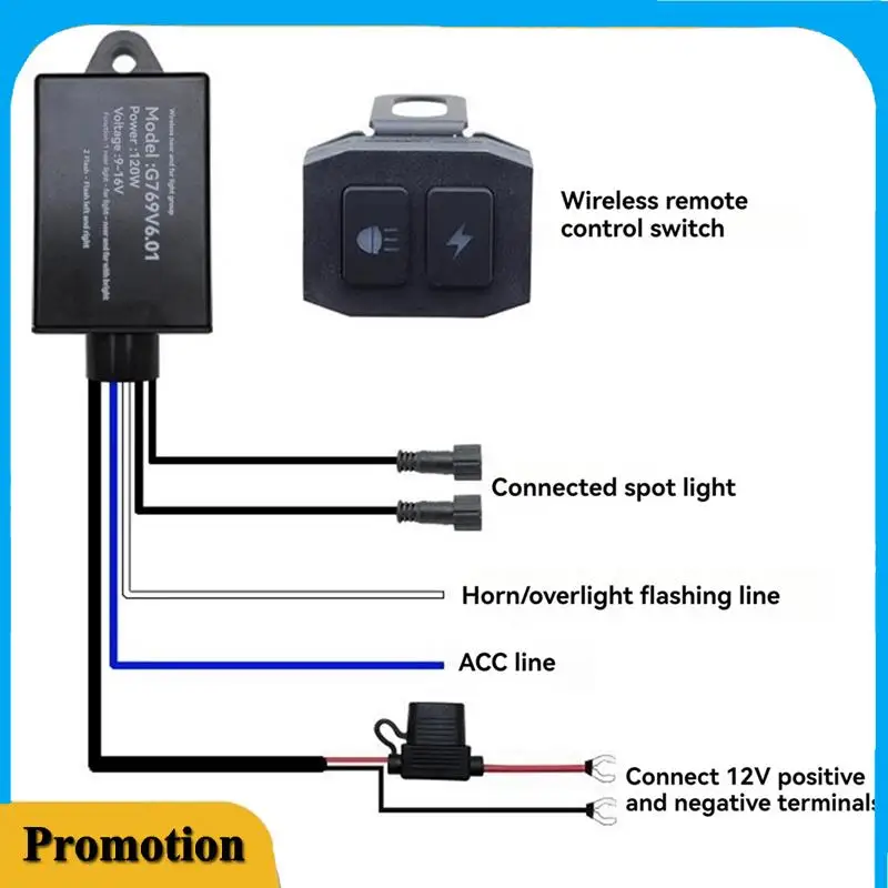 

Portable Motorcycle Led Fog Light Lamp Wiring Harness Relay Wire Switch High Low Moto Spotlight Cable For Dirt SUV UTV ATV