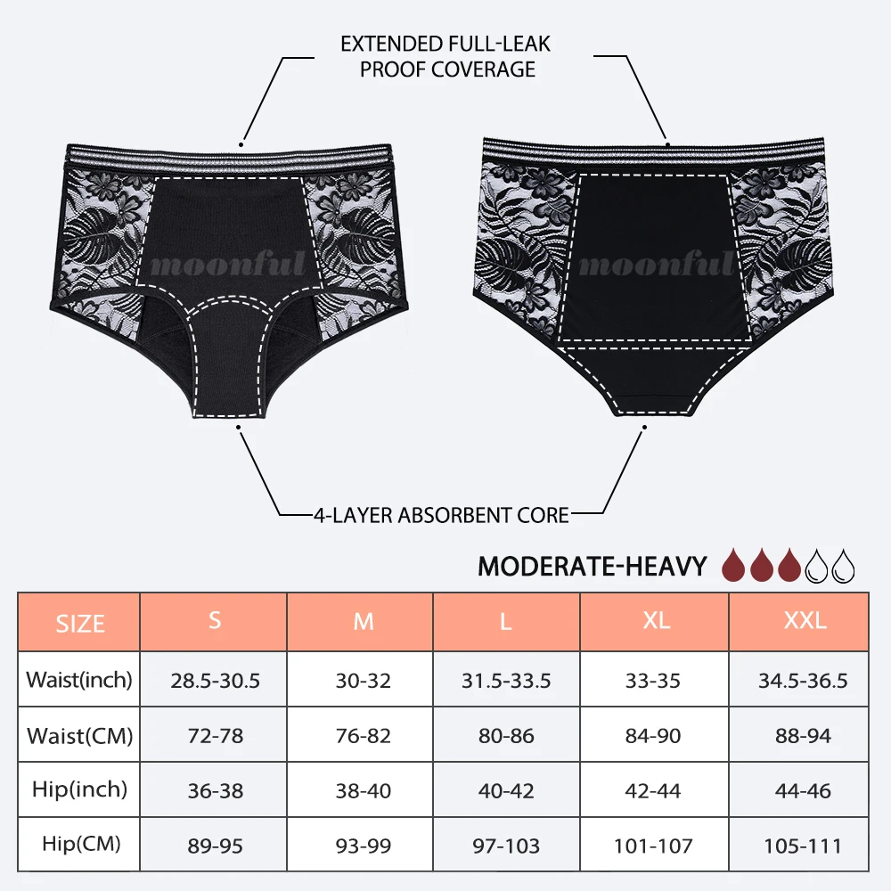 Menstrual Panties Woman High Waist Menstrual Cycle Absorbent Underwear Leak Proof Menstrual Briefs Period Underwear Heavy Flow