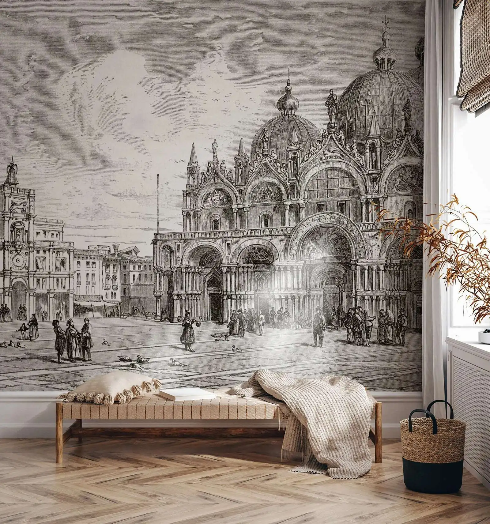 

Venice Vintage Etching Wall Mural, Vintage Art Wall Mural For Home Decoration,Traditional Non-woven Regular Wallpaper Wall Art