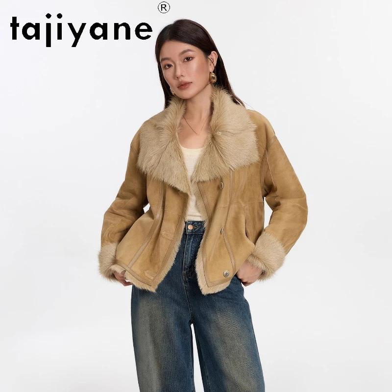 เสื้อโค้ทขนแกะแท้จากทัสคานี แบรนด์ TAJIYANE พร้อมขนแกะติดตัว เสื้อโค้ทขนสัตว์แท้สุดชิค เสื้อคลุมคุณภาพพรีเมียม เสื้อผ้าฤดูหนาวปี 2025 สำหรับผู้หญิง