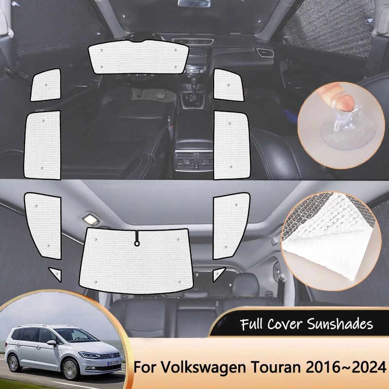 

For Volkswagen VW Touran MK2 5T 2016~2024 Car Full Coverage Sunshades Anti-UV Protect Windows Shade Visor Windshield Accessories