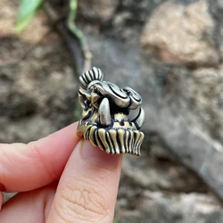 Brass Knife Beads for Umbrella Rope EDC Hiking Camping Creative DIY Lanyard Pendant Keychain Accessories Monster with Bucktooth