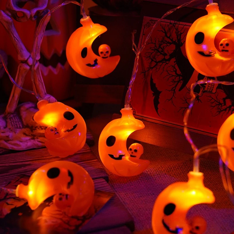 Halloween Themed LED Pumpkin Light String 2026 Battery Box Decorative Lamp Mini Night Light for Party Indoor Layout