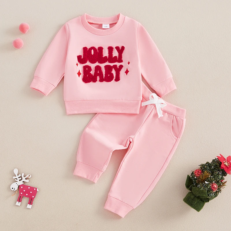 2024-08-03 Lioraitiin 3M-3Y Toddler Girls Fall Sets Letter Embroidered Long Sleeve O-Neck Sweatshirt Pocket Long Pants Outfits