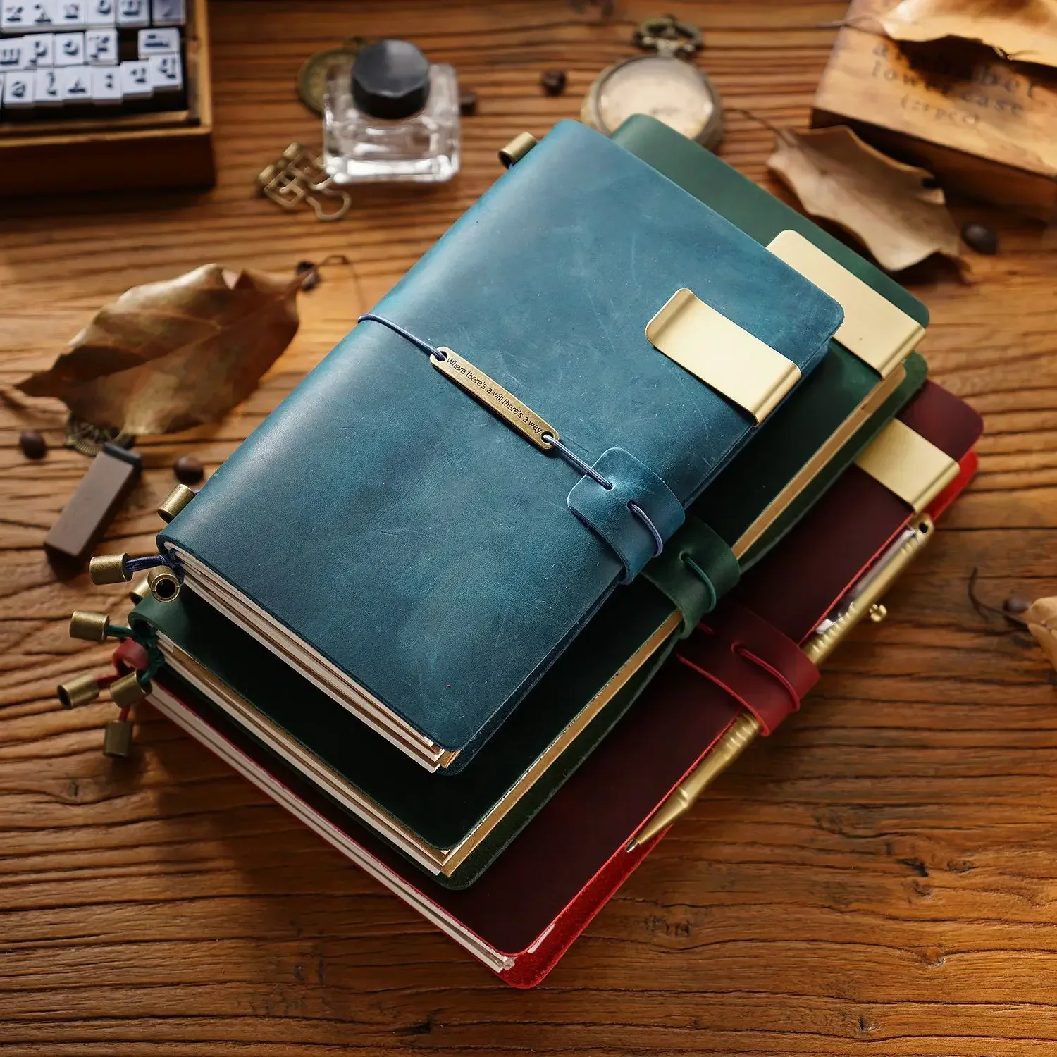 Travel Notebook Vintage Genuine Leather Notebook Handmade Crazy Horse Leather Cowhide Diary Notebook