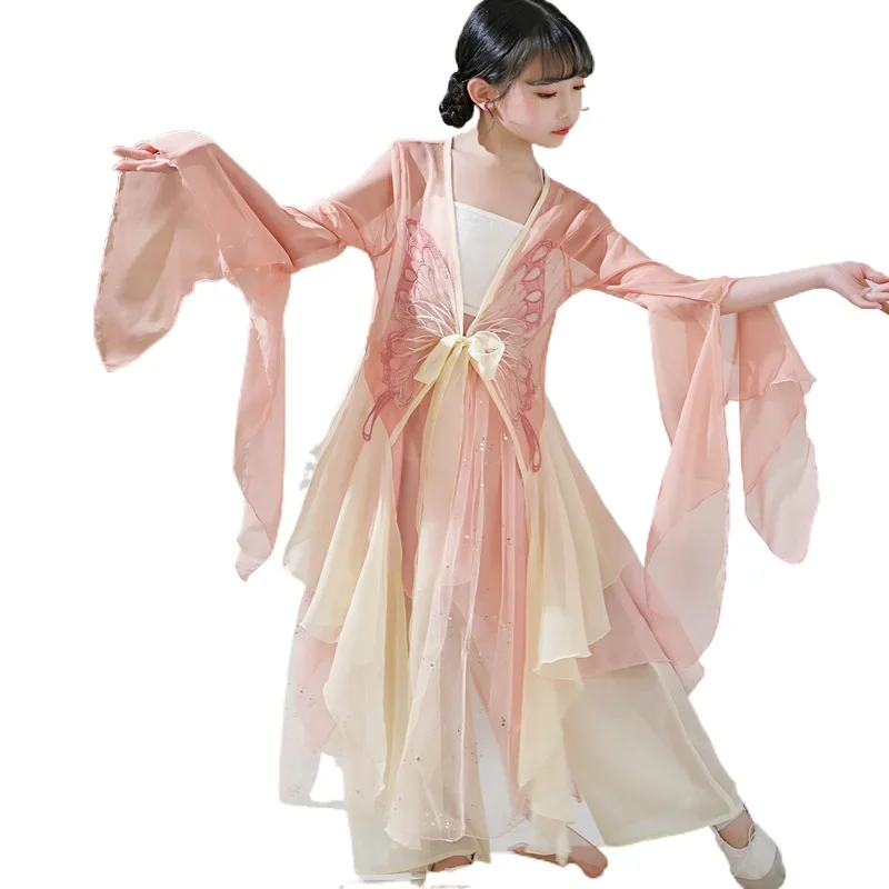 Kinder Klassieke Dans Gaas Kleding, Elegante Danskleding, Meisjes Training Kleding, Dans In China Fan Dance