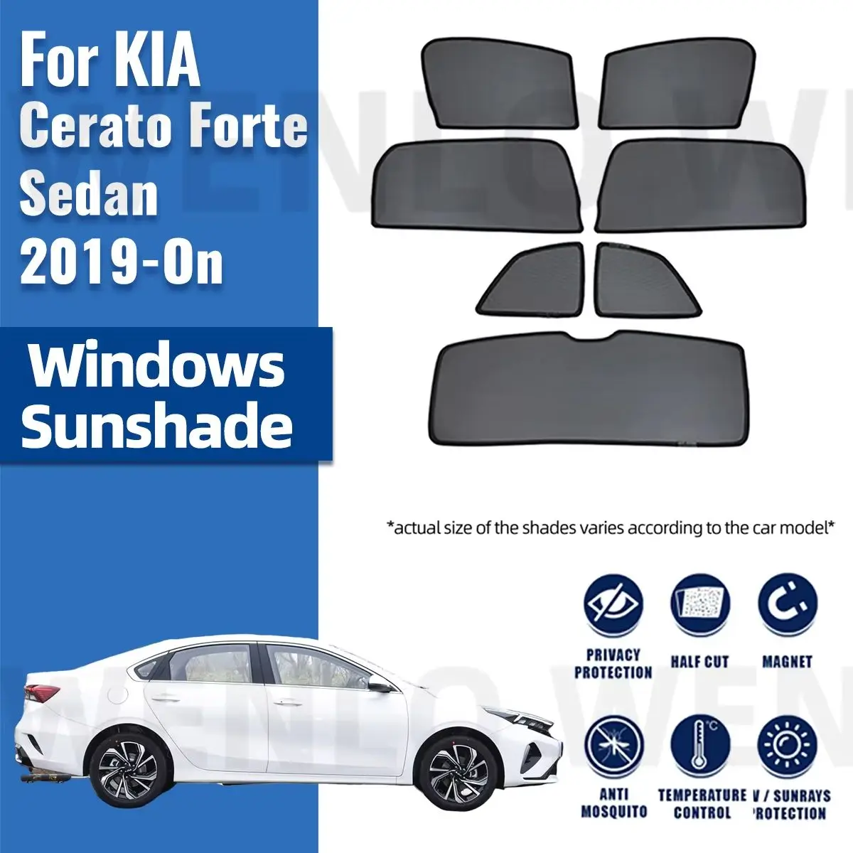Для Kia K3 Forte Cerato 2019-2024 2025 Магнитный автомобильный солнцезащитный козырек на лобовое стекло Занавеска на заднее боковое детское окно Солнцезащитный козырек