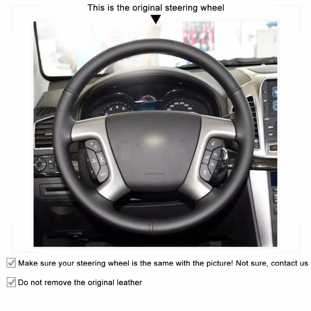 DIY Hand-Stitched Non-slip Artificial Leather Steering Wheel Cover for Chevrolet Captiva Silverado GMC Sierra Interior Accessory