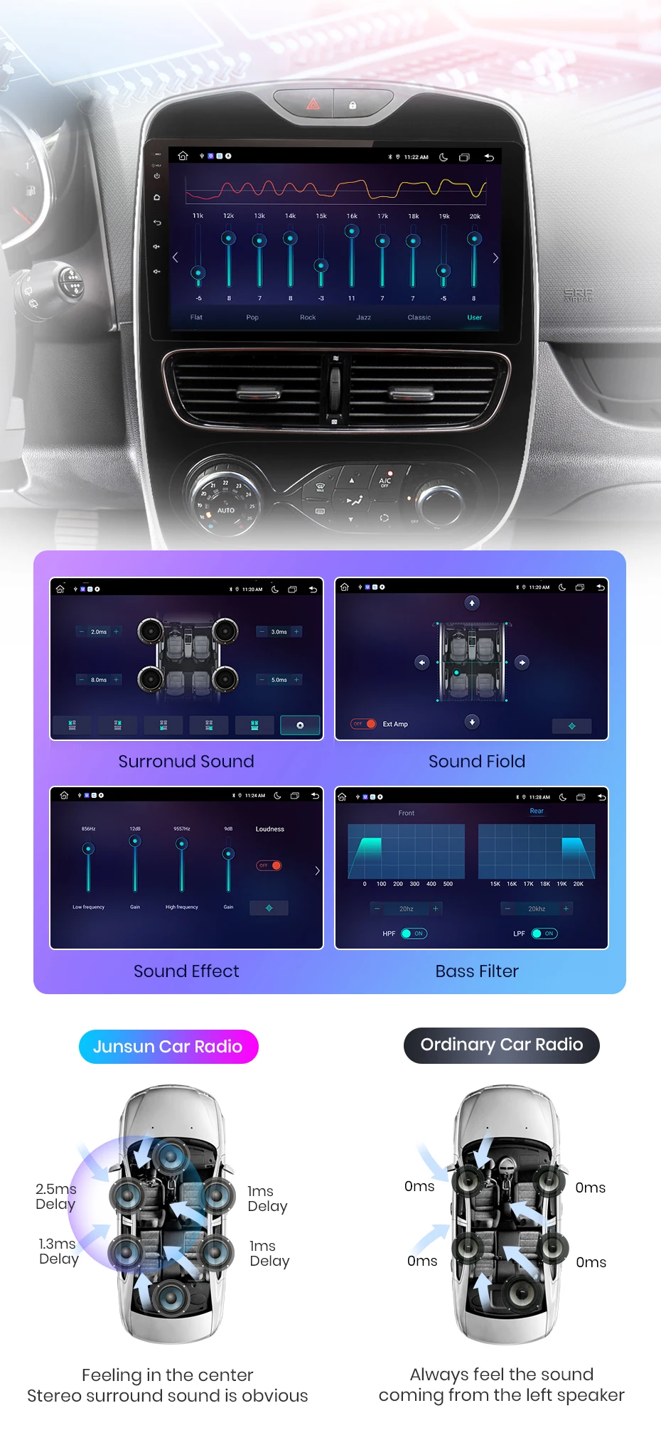 Junsun carplay android auto autoradio für renault clio 4 zoe 2016-2017 gps intelligente systeme stereo multimedia autoradio – Detail 16