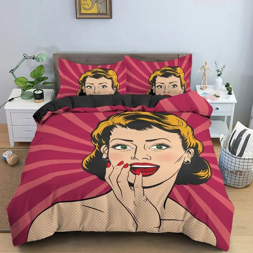 

Cartoon Girly Watercolor Fashion Girl Modern Women Bedding Set Bedroom Soft Bedspreads Comefortable Duvet Cover Pillowcase